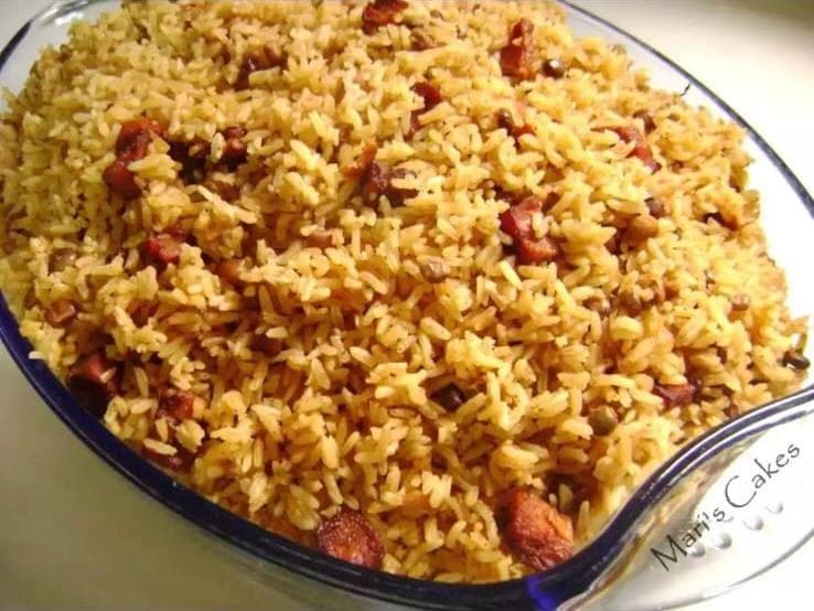 Moro de guandules with pork — pigeon peas and rice