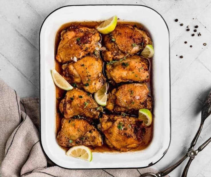 Roasted chicken with lemon — home-style villa dinner