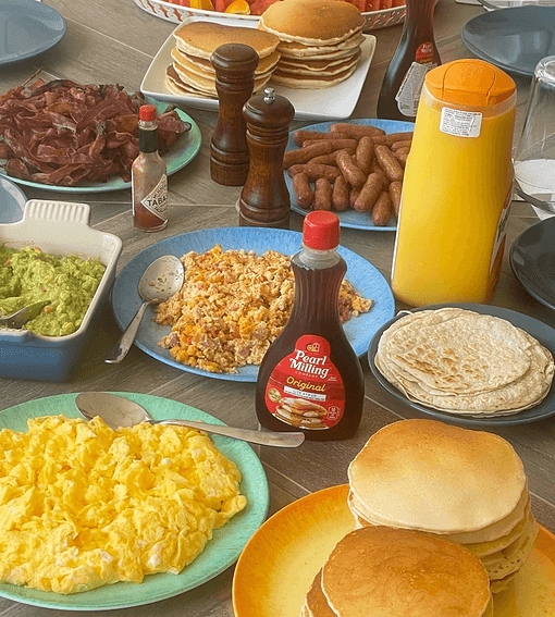 Elegant villa breakfast spread