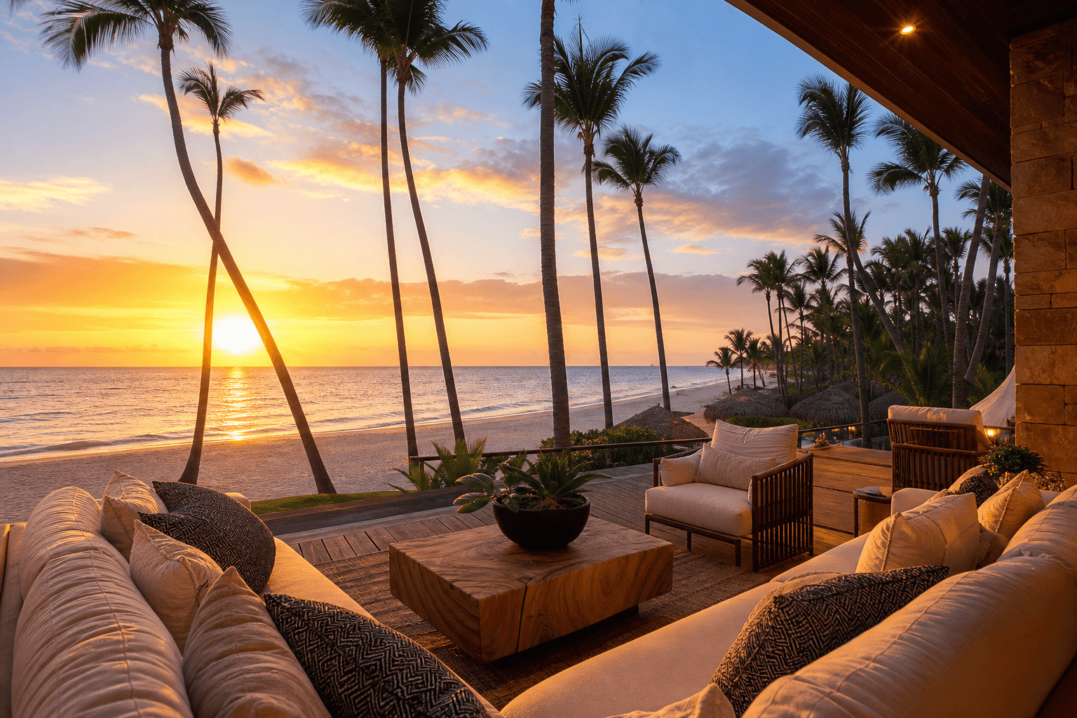 Luxury patio overlooking the Caribbean