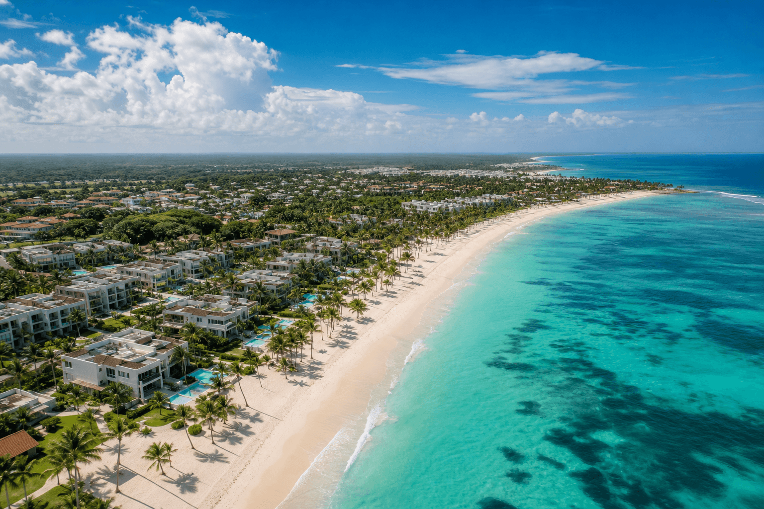 Aerial view of luxury coastal development
